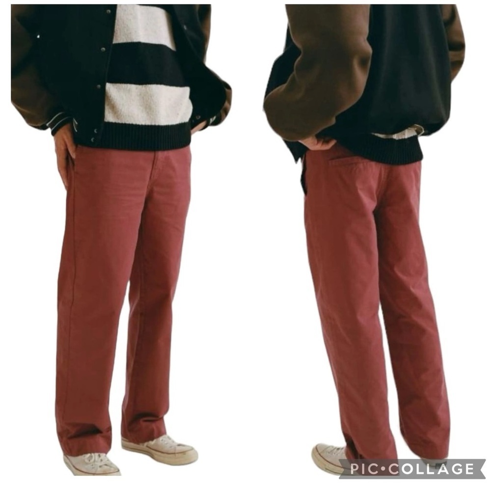MJ241 NWT Mens Urban Outfitters Flat Front Chino Khaki Pants 36x32 ($49)